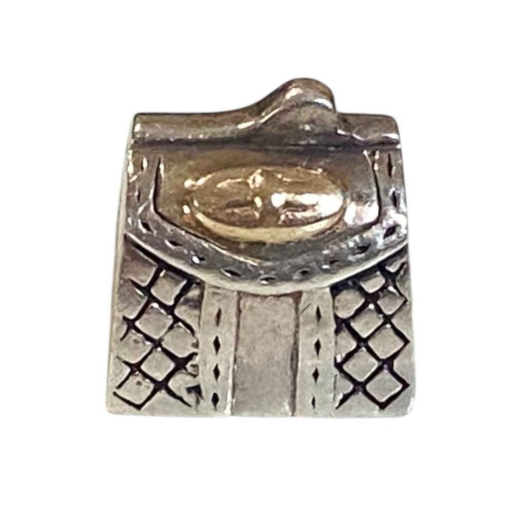 CHAMILIA 925 Sterling Silver 14k gold TWO TONE BAG PURSE Charm Bead